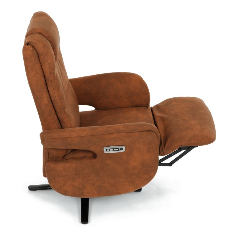 Polohovacie elektrické kreslo, hnedá, látka vintage, Zero Gravity