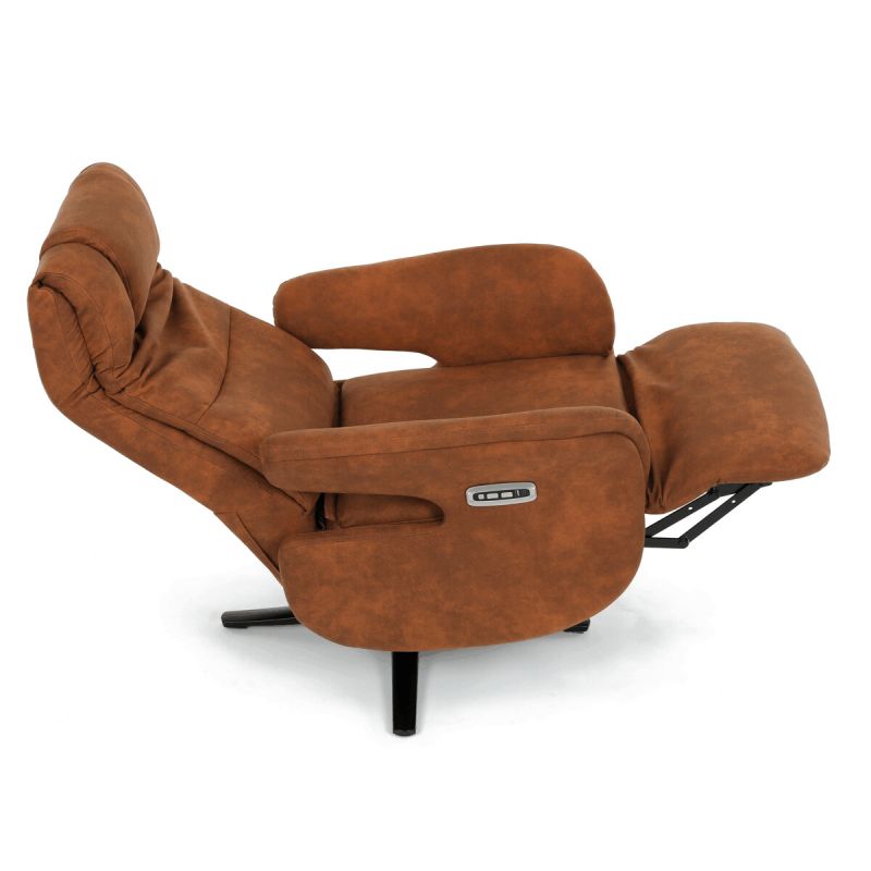 Polohovacie elektrické kreslo, hnedá, látka vintage, Zero Gravity