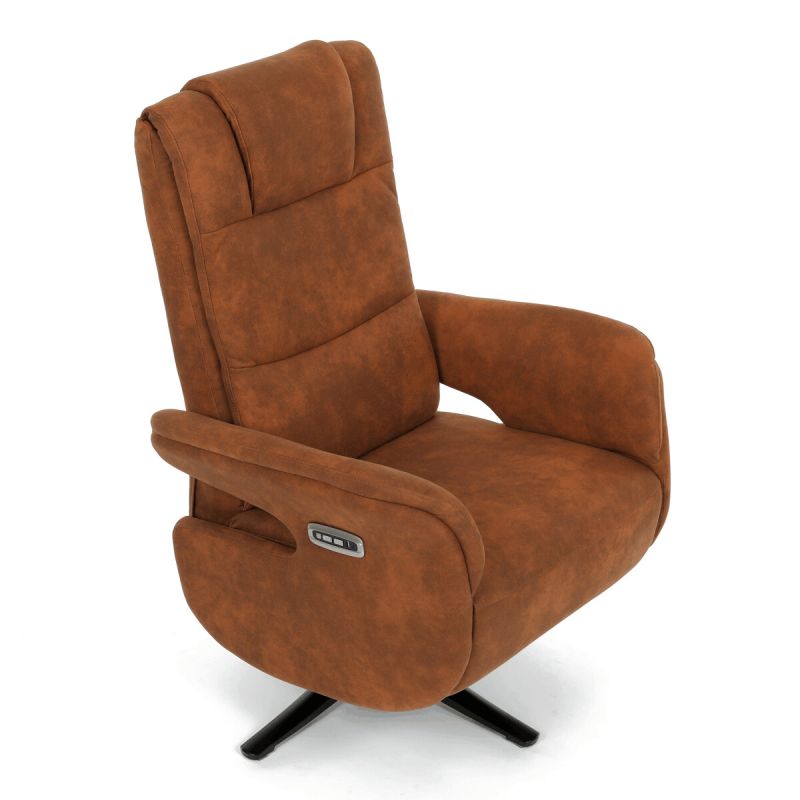 Polohovacie elektrické kreslo, hnedá, látka vintage, Zero Gravity