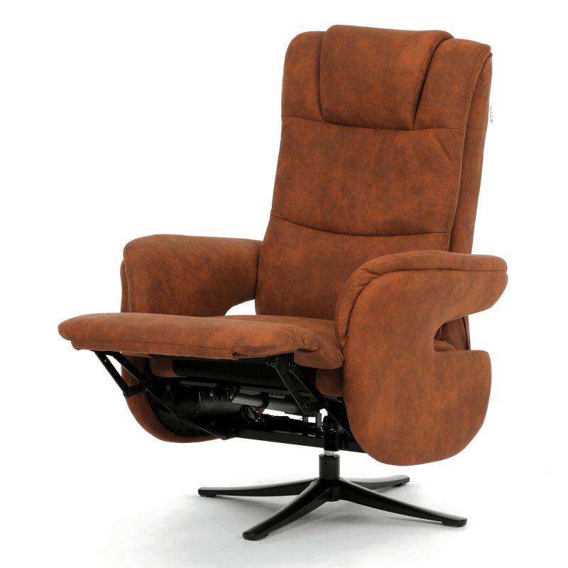 Polohovacie elektrické kreslo, hnedá, látka vintage, Zero Gravity