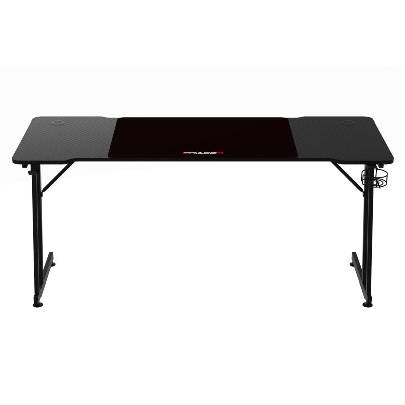 Moderný herný stôl 160x60, čierny carbon s kovovou podnožou