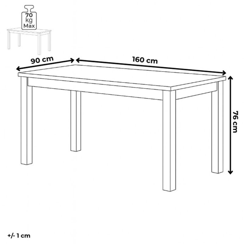 Moderný jedálenský stôl s rozmermi 160x90 v bielom lesku