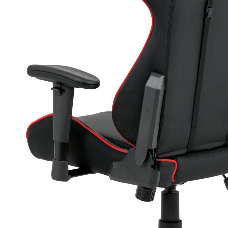 Herná stolička v prevedení čierna ekokoža s červenými detailami