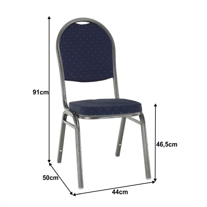 Konferenčná stohovateľná stolička modrá/sivý rám