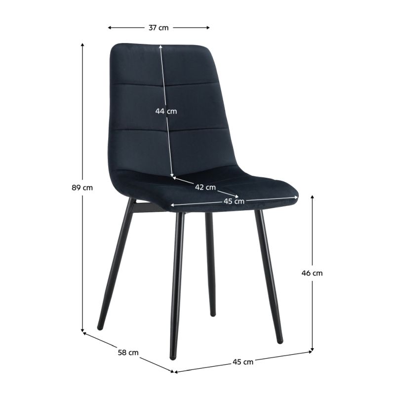 Stolička s nohami z kovu, čierna Velvet látka