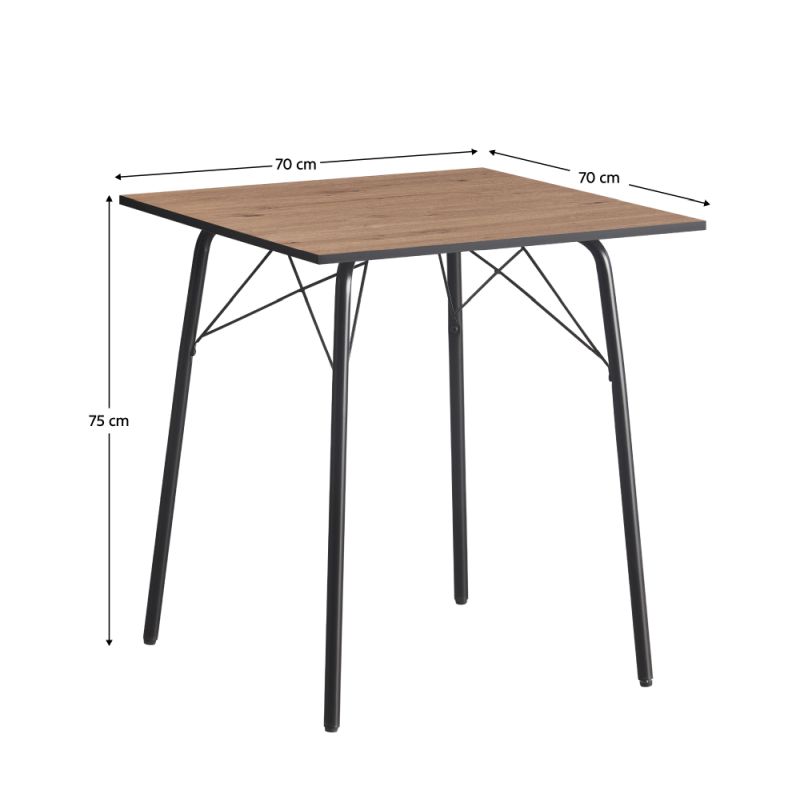 Jednoduchý a minimalistický jedálenský stôl, dub artisan-čierna, 70 cm