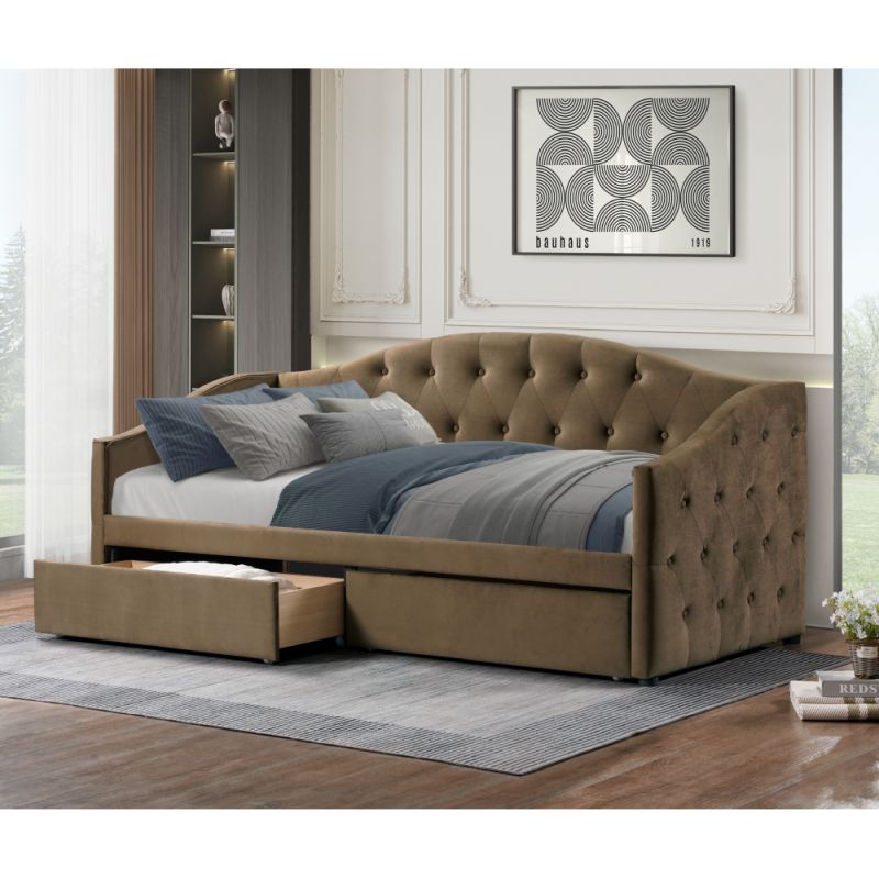 Čalúnená posteľ s úložným priestorom 90x200, hnedá Velvet látka