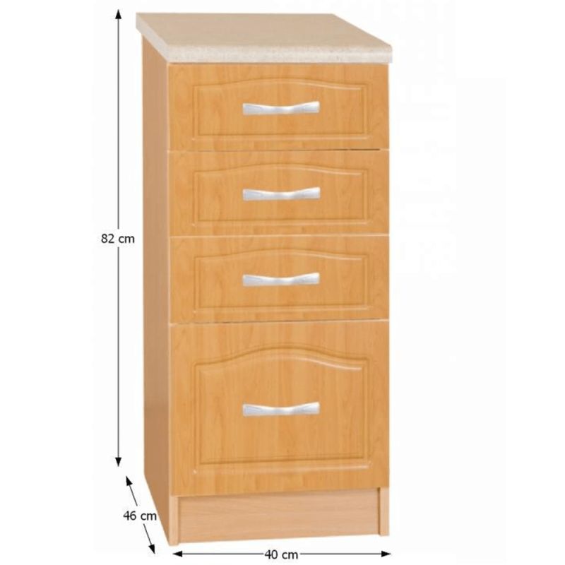 Kuchynská skrinka jelša, S40SZ4, spodná 4x zásuvka