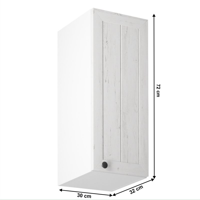 Horná skrinka G30, pravá, biela-sosna andersen, 1x dvierka
