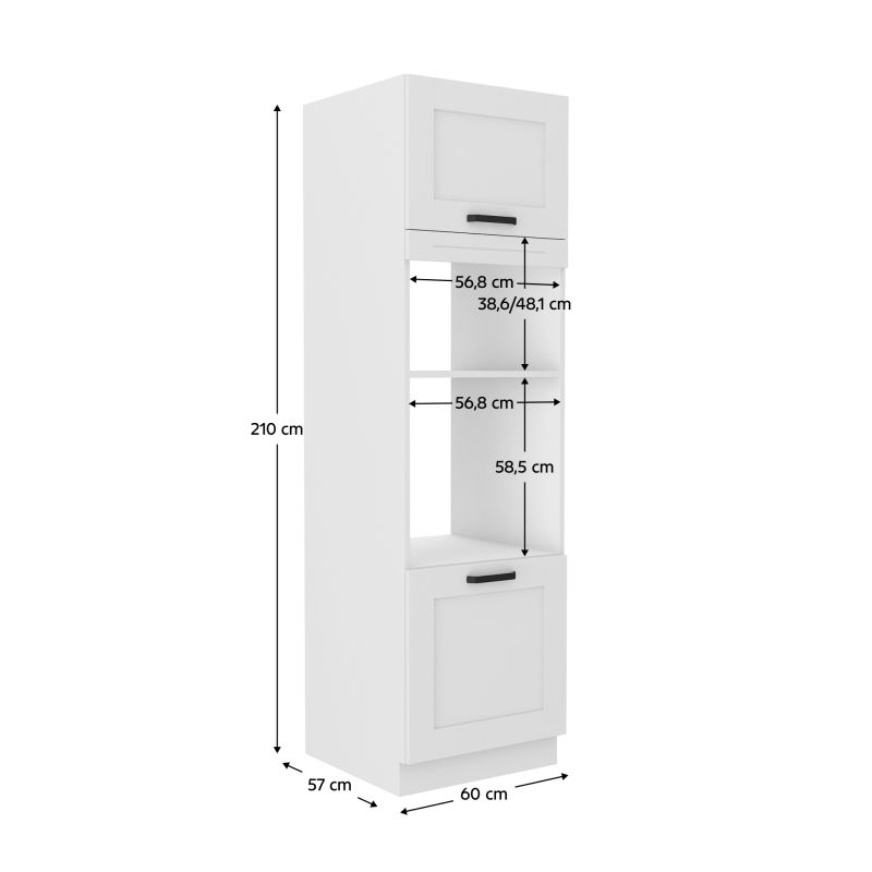 Vysoká skrinka na rúru a mikrovlnú rúru, biela, 60 DPM-210 2F, 2x dvierka