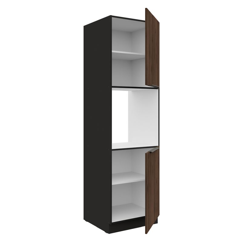 Vysoká skrinka na vstavanú rúru, orech okapi-čierna, 60 DP-210 2F, 2x dvierka