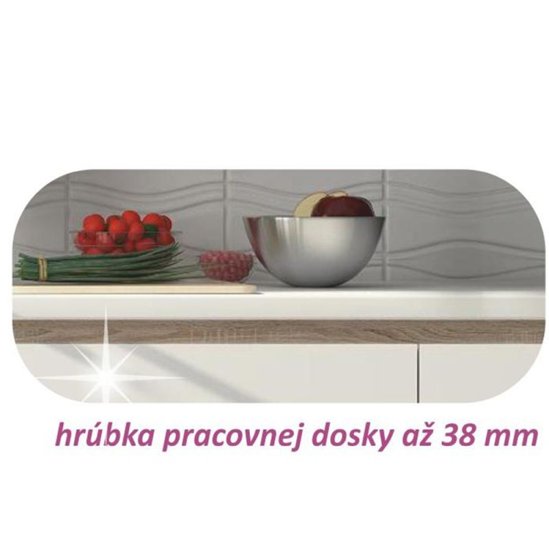 Dolná skrinka D 80, vysoký biely lesk-dub sonoma, 2x dvierka