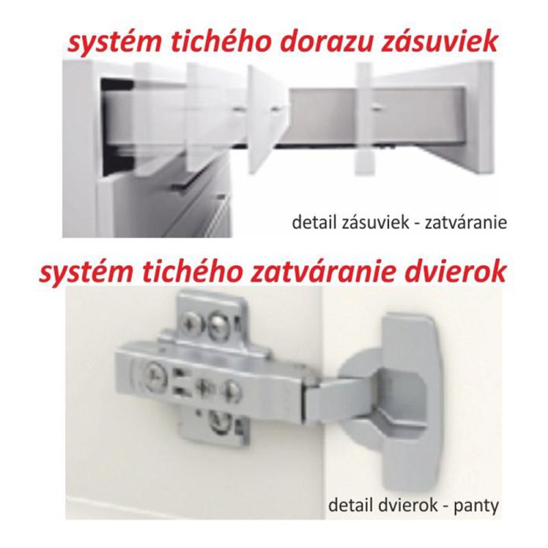 Dolná skrinka D 60S3, vysoký biely lesk-dub sonoma, 3x zásuvka