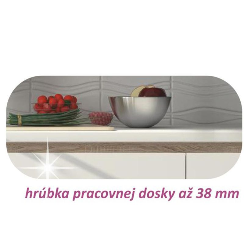 Dolná skrinka D 60S3, vysoký biely lesk-dub sonoma, 3x zásuvka