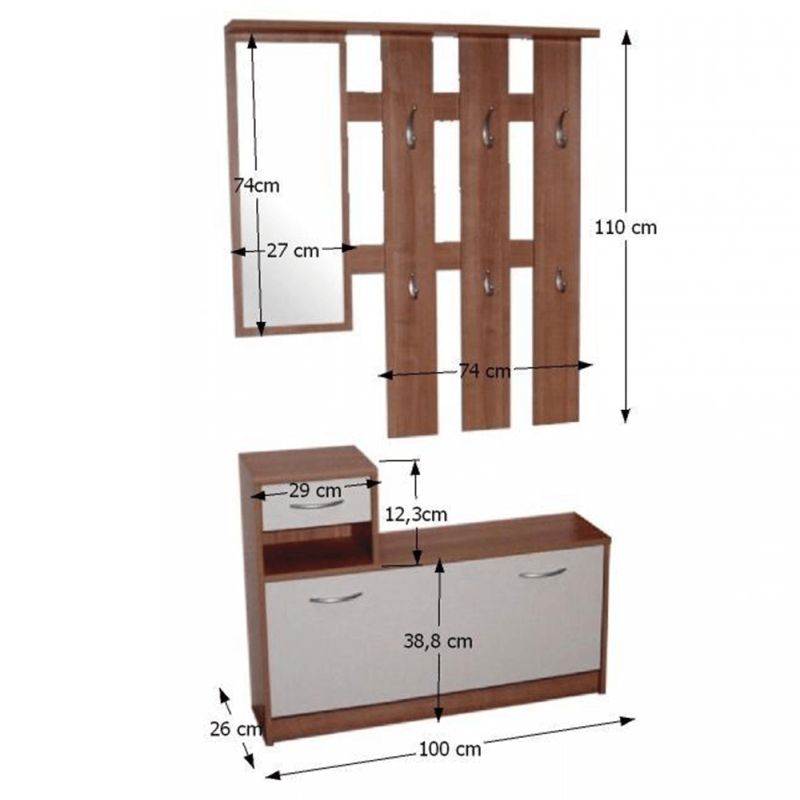 Zostava do predsiene, wenge-biela