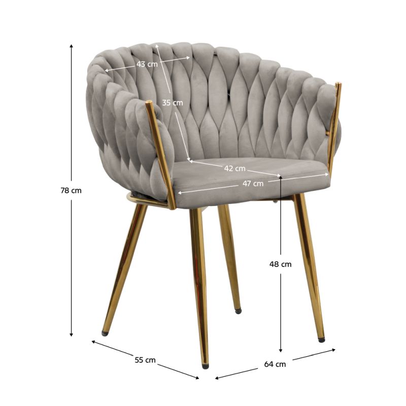 Jedálenské kreslo s elegantným dizajnom, sivohnedá Taupe Velvet látka