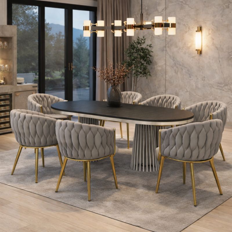 Jedálenské kreslo s elegantným dizajnom, sivohnedá Taupe Velvet látka