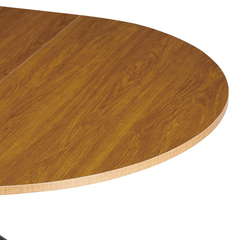 Okrúhly jedálenský rozkladací stôl, dub svetlý-čierna, 100-140 cm