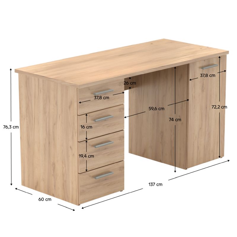 Praktický písací stôl vo farbe dub artisan