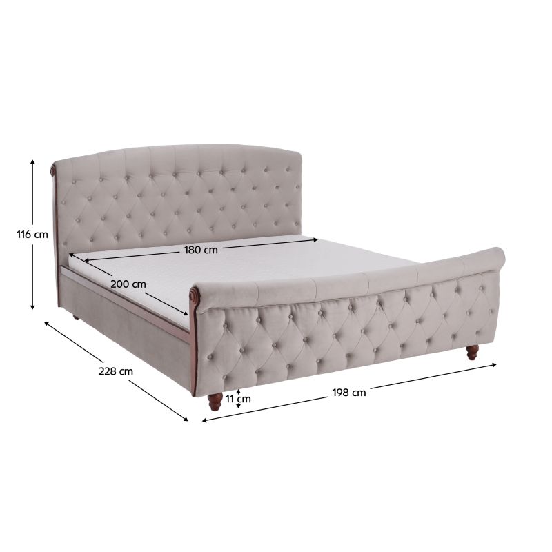 Posteľ s úložným priestorom, 180x200, sivohnedá Taupe Velvet látka