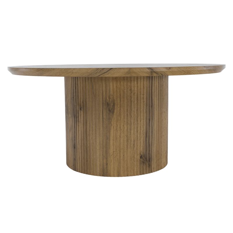Originálny okrúhly konferenčný stolík, MDF vo farbe dub, priemer 80