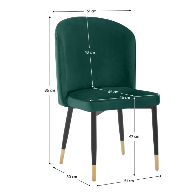 Elegantná jedálenská stolička zelená Velvet látka-čierna