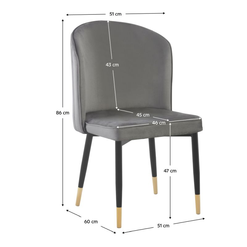 Elegantná jedálenská stolička sivá Velvet látka-čierna