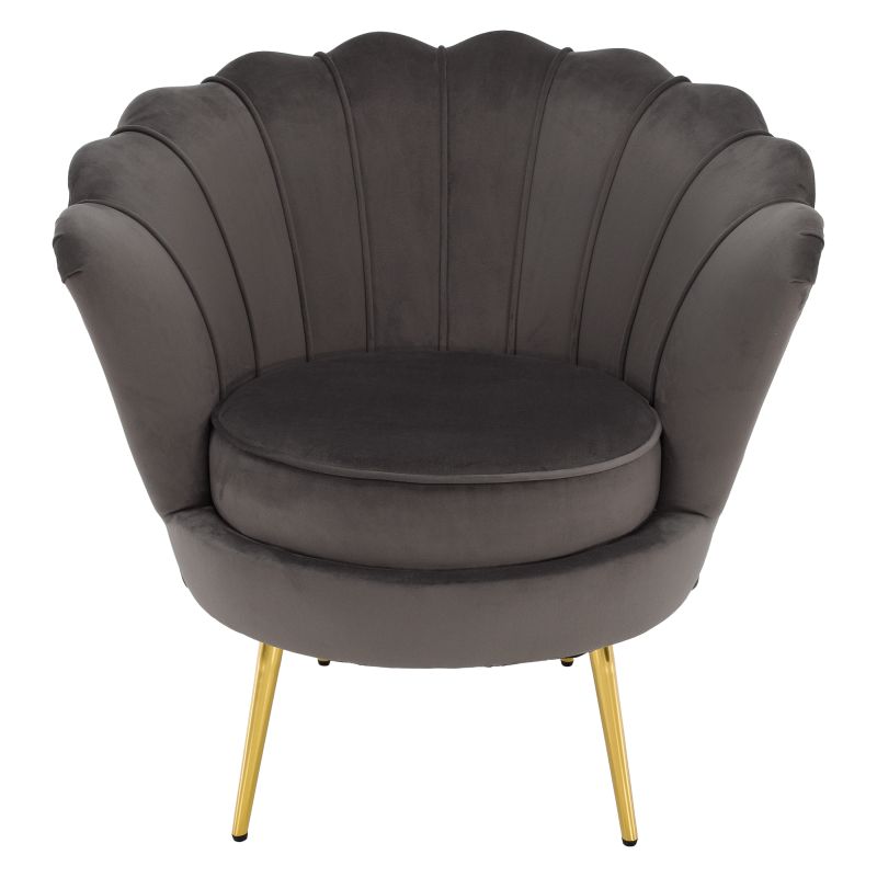 Kreslo v štýle Art-deco, sivohnedá Velvet látka-gold chróm zlatý