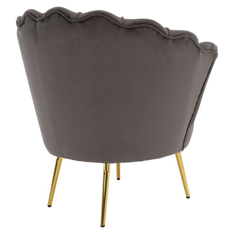 Kreslo v štýle Art-deco, sivohnedá Velvet látka-gold chróm zlatý