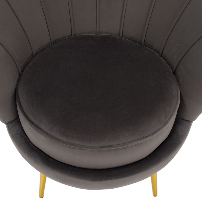 Kreslo v štýle Art-deco, sivohnedá Velvet látka-gold chróm zlatý