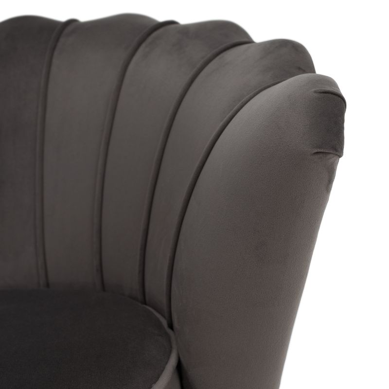 Kreslo v štýle Art-deco, sivohnedá Velvet látka-gold chróm zlatý