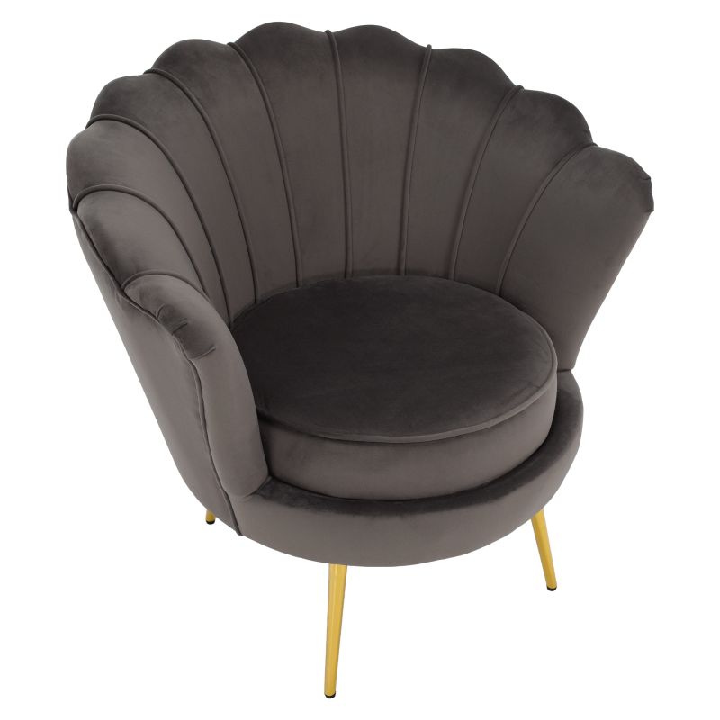 Kreslo v štýle Art-deco, sivohnedá Velvet látka-gold chróm zlatý