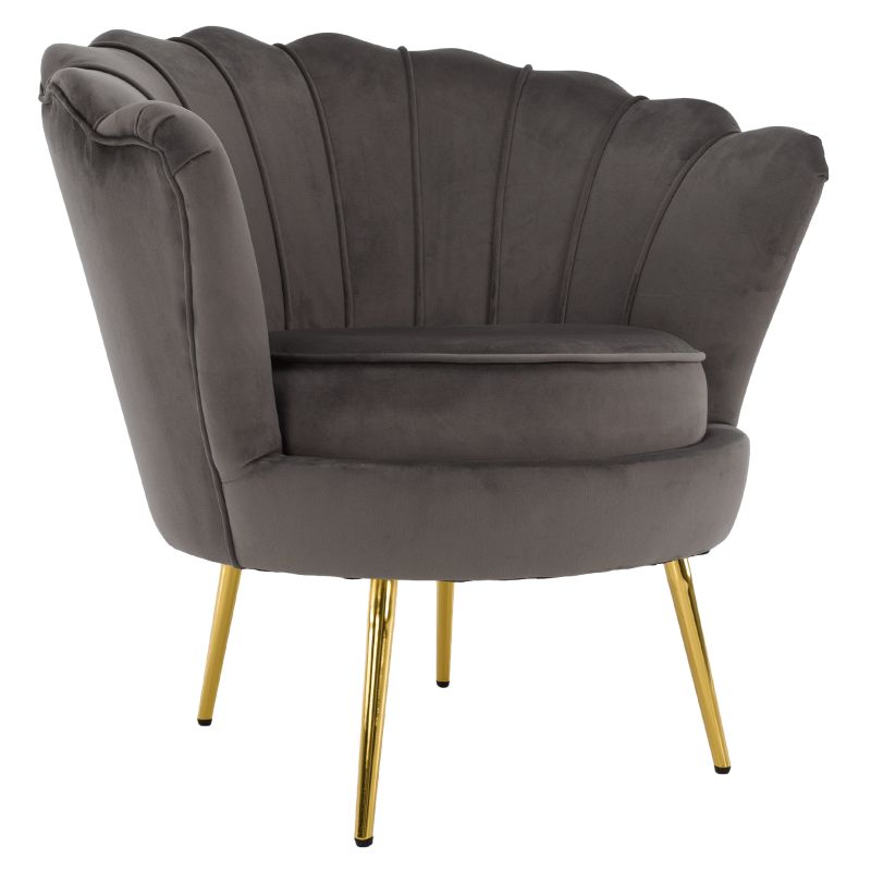Kreslo v štýle Art-deco, sivohnedá Velvet látka-gold chróm zlatý