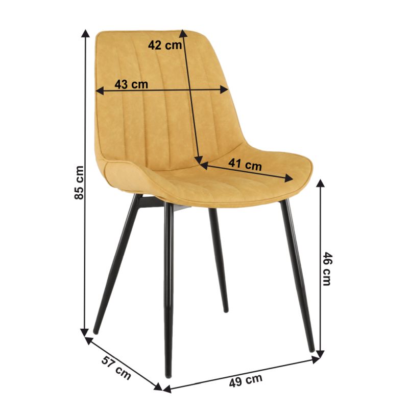 Komfortná stolička čalúnená ekokožou v žltom prevedení
