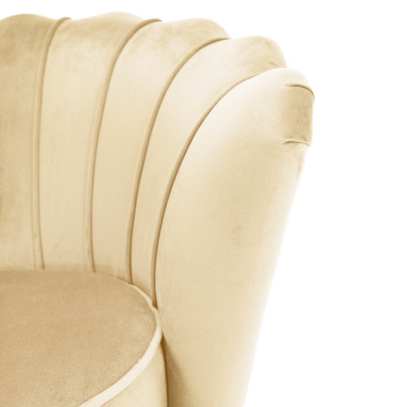 Kreslo v štýle Art-deco, béžová Velvet látka-gold chróm zlatý