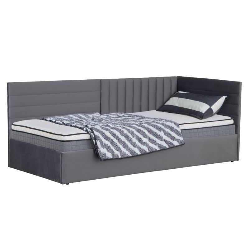 Jednolôžková posteľ 90x200 cm, sivá Velvet látka