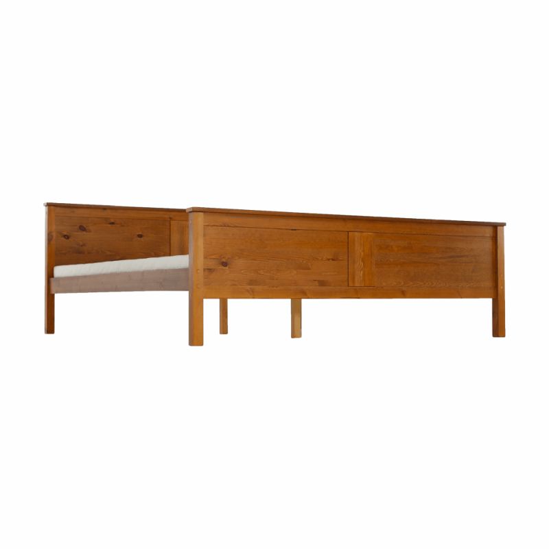 Manželská masívna posteľ 160x200 cm z borovicového dreva – dubový odtieň