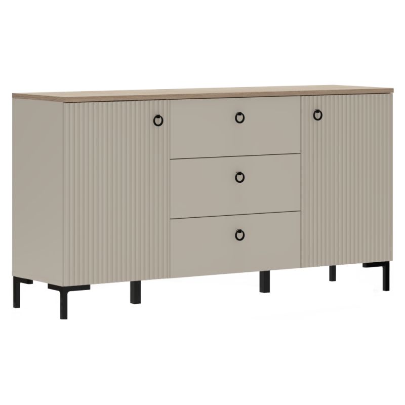 Komoda 2D3S, sivohnedá Taupe, dub silverjack, kombinovaná