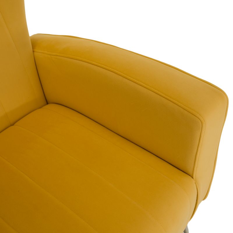 Nadčasové relaxačné kreslo, žltá Velvet látka, zlaté nohy