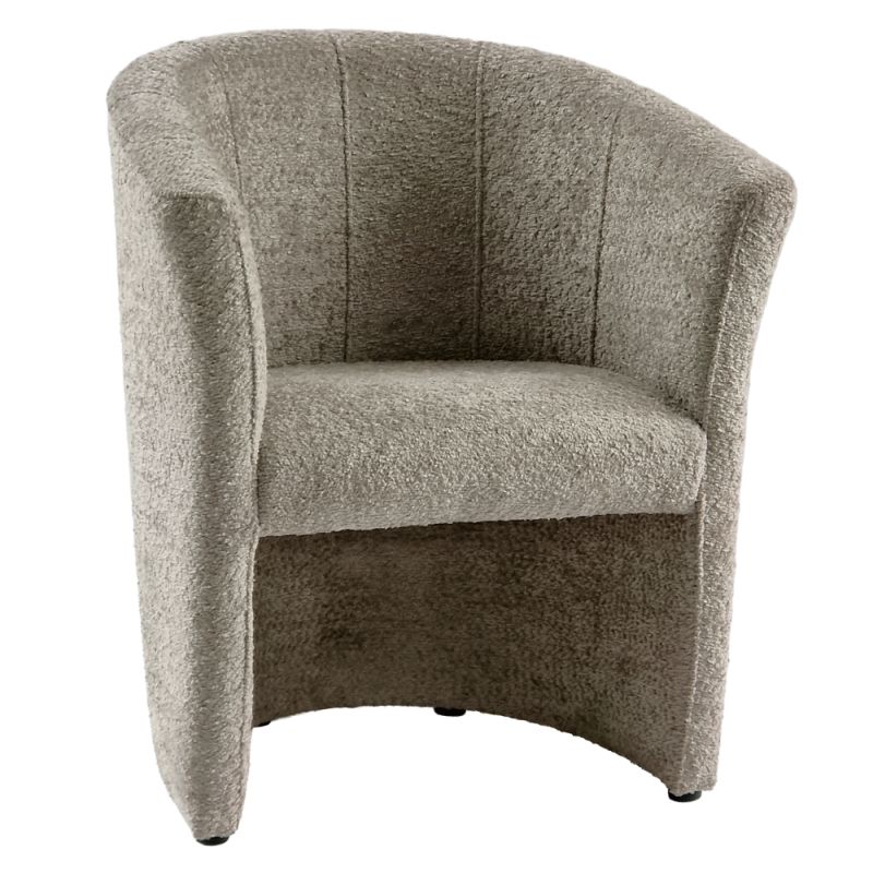 Moderné klubové kreslo, sivobéžové Taupe v látke Coral Boucle