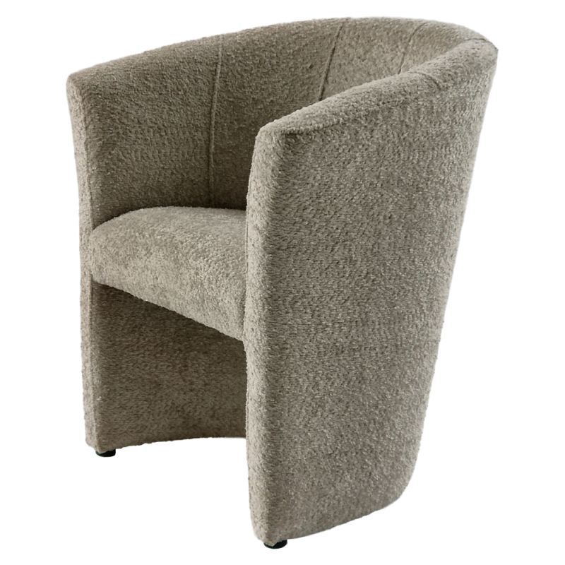 Moderné klubové kreslo, sivobéžové Taupe v látke Coral Boucle