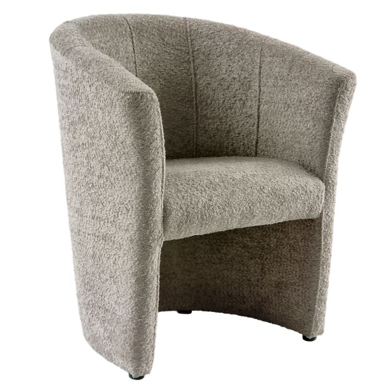 Moderné klubové kreslo, sivobéžové Taupe v látke Coral Boucle
