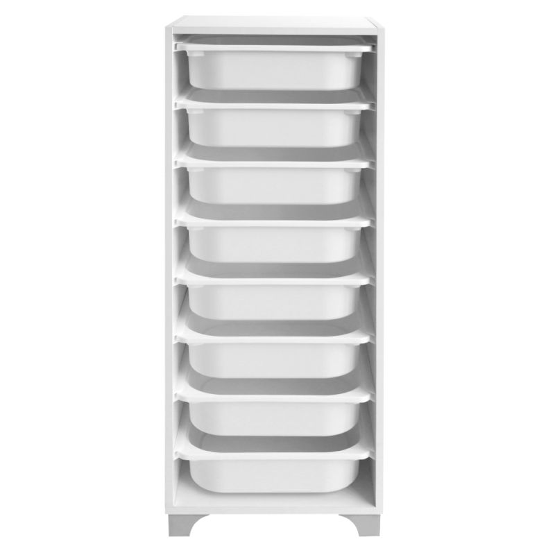 Regál s úložnými boxami, 8 boxov, biely