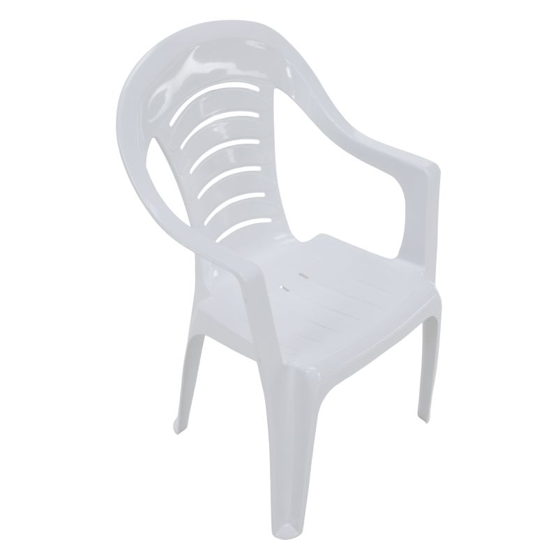 Záhradné stohovateľné kreslo, biely plast