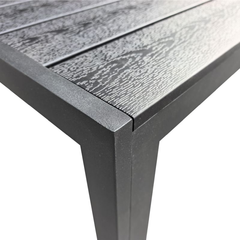 Záhradný stôl 150x90 cm čierny z hliníka a polywoodu