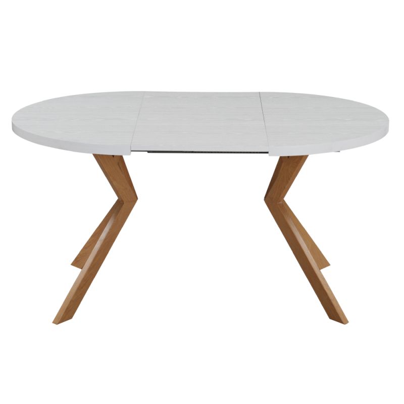 Okrúhly jedálenský rozkladací stôl, 100cm, biely, dub