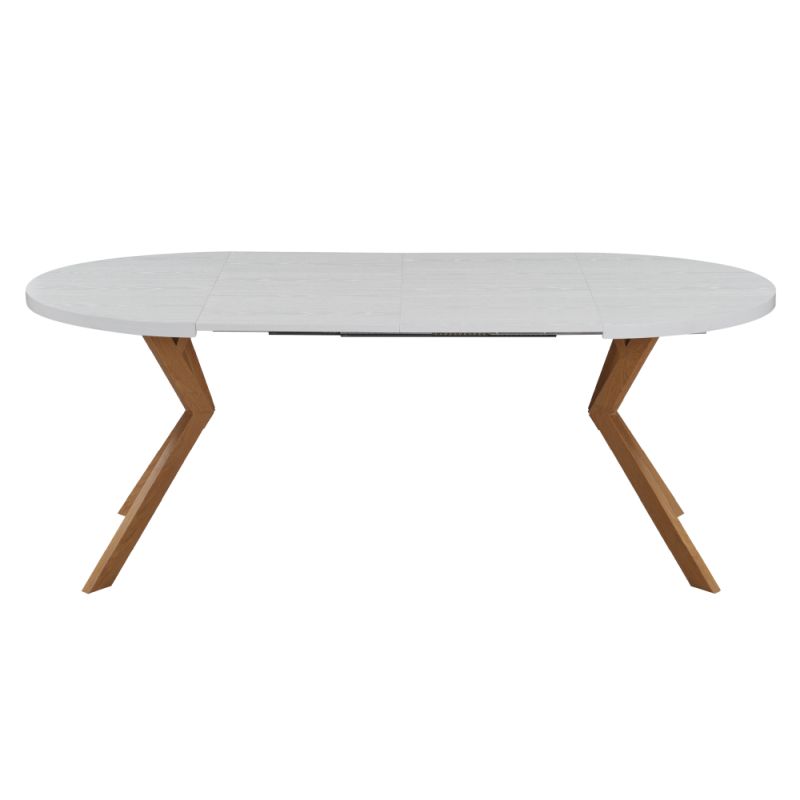 Okrúhly jedálenský rozkladací stôl, 100cm, biely, dub