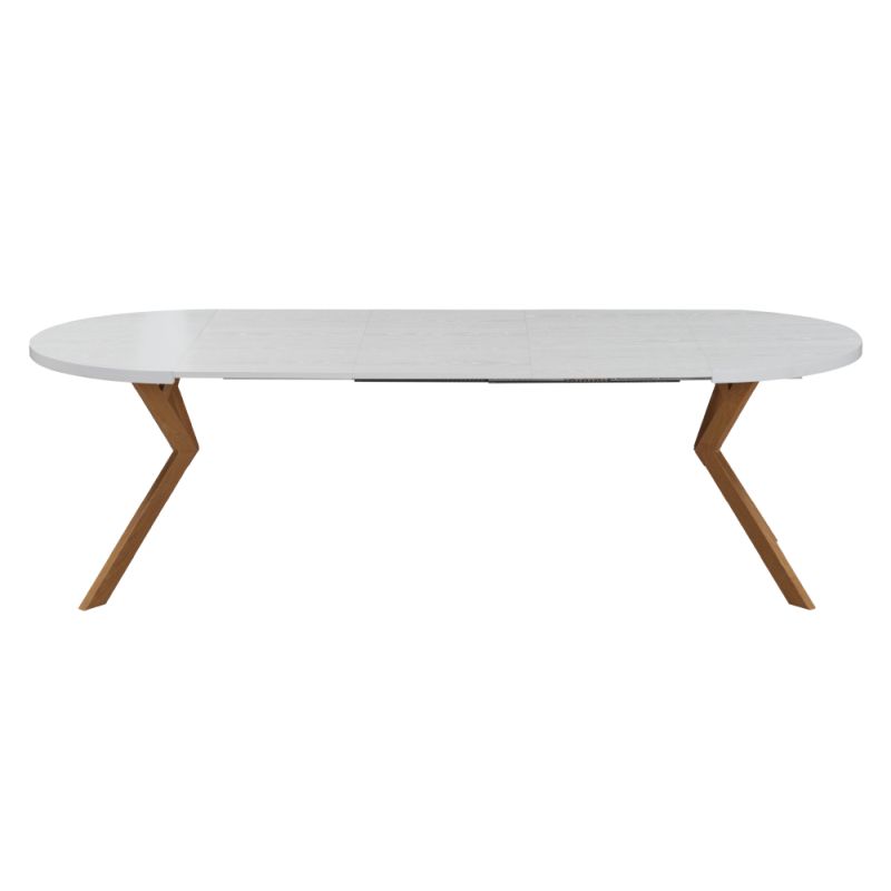 Okrúhly jedálenský rozkladací stôl, 100cm, biely, dub