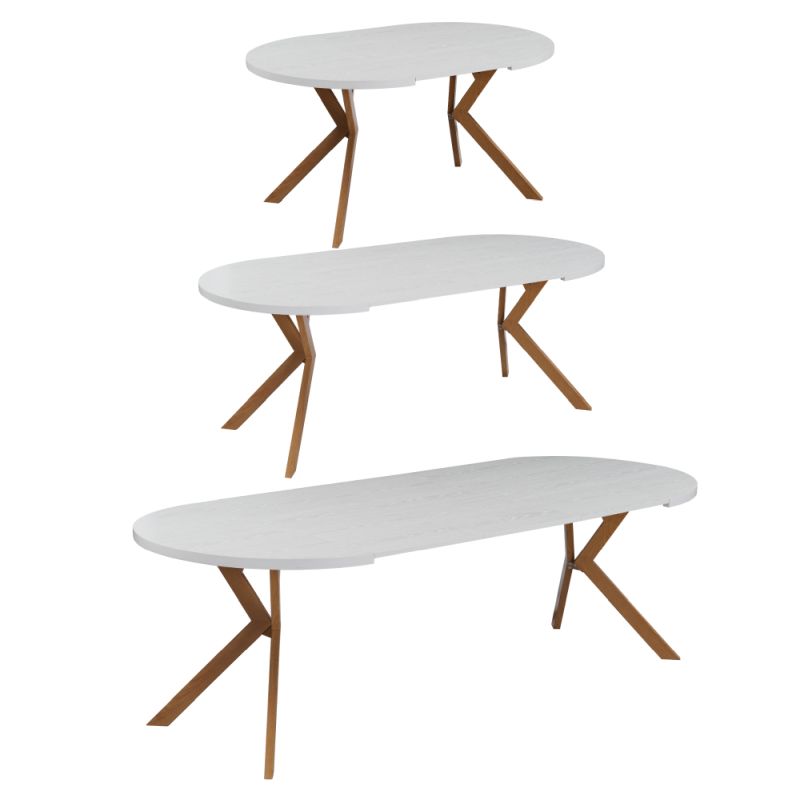 Okrúhly jedálenský rozkladací stôl, 100cm, biely, dub