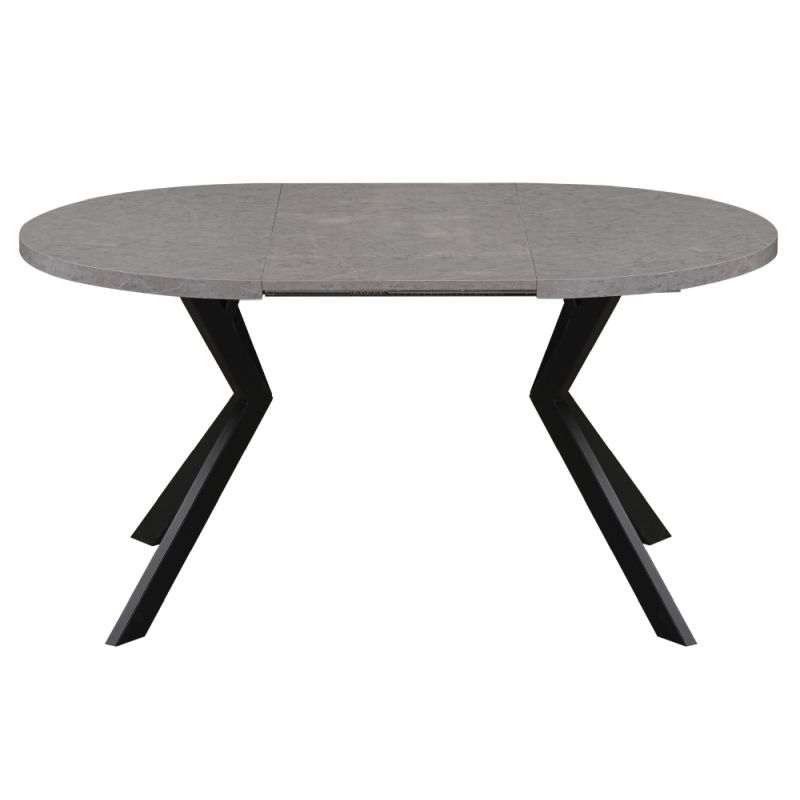 Okrúhly jedálenský rozkladací stôl, 100cm, betón svetlý, čierny